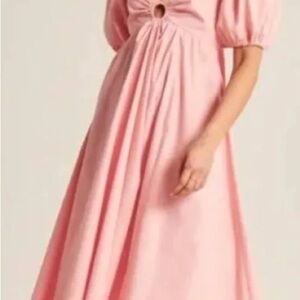 Abercrombie & Fitch O-ring puff sleeve Pink Dress with Cutout XL backless spring